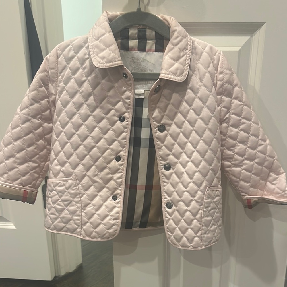 Burberry Pink Puffer Jacket with Quilted Design